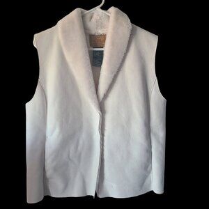 Ralph Lauren US Women's Size MP Faux Fur Faux Suede Vest Ivory Outerwear